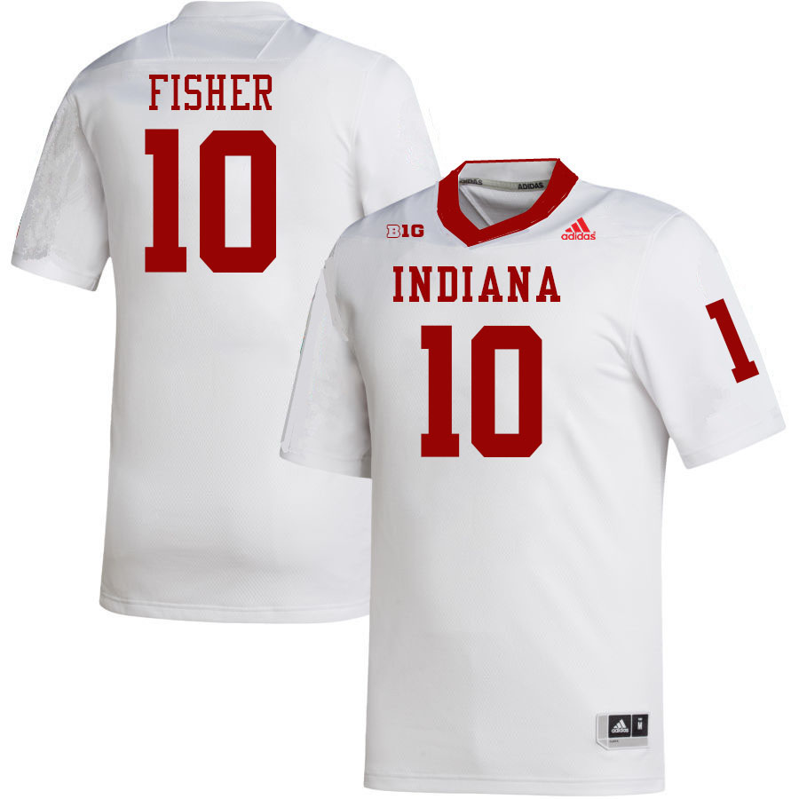 Men #10 Aiden Fisher Indiana Hoosiers College Football Jerseys Stitched-White